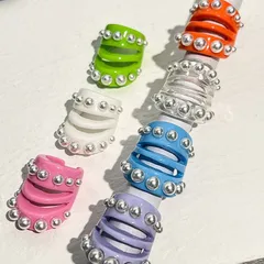 Handmade Resin Dopaamine Ring Hollow Out Design Open Style Imitation Pearl Jewelry Geometric Pattern Sporty Style Women's Ring 4