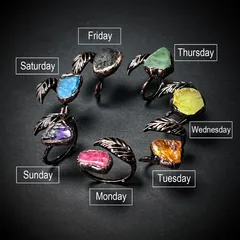 Handmade Women’s Open Ring Featuring Irregular Pattern With Natural Stone And Bronze Water Plating