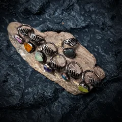 Handmade Women’s Open Ring Featuring Irregular Pattern With Natural Stone And Bronze Water Plating 4
