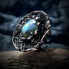 Handmade Women’s Ring Featuring Irregular Natural Stone With Bronze Water Plating