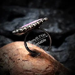 Handmade Women’s Ring Featuring Irregular Natural Stone With Antique Silver Plated Water Plating 2