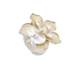 Handmade Yellow Flowers Ring For Women In Zinc Alloy With Zircon Inlay 5