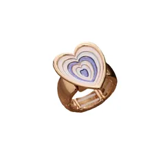 Heart Shape Adjustable Ring For Women In Natural Pink Zinc Alloy With Simple Style Featuring Enamel Craftsmanship 5