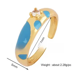 Heart Shape Adjustable Ring For Women In Simple Style, Metal With Zircon Inlay, Available In Elegant Colour 2