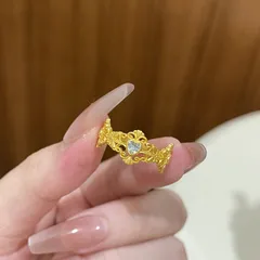 Heart Shape Copper Ring For Women With Electroplated Gold Plating In Baroque Style