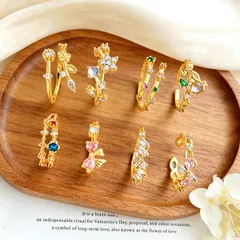 Heart Shape Copper Ring For Women With Real Gold Plated Bezel Setting And Zircon Inlay 3