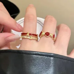 Heart Shape Couple Rings For Love Featuring Alloy Material With 10K Real Gold Plated Coating 0.03µm And Rhinestones Inlay 2