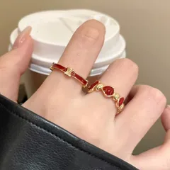 Heart Shape Couple Rings For Love Featuring Alloy Material With 10K Real Gold Plated Coating 0.03µm And Rhinestones Inlay 3