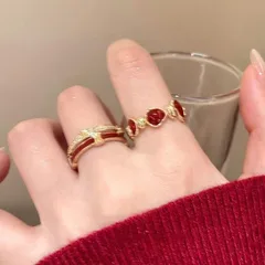 Heart Shape Couple Rings For Love Featuring Alloy Material With 10K Real Gold Plated Coating 0.03µm And Rhinestones Inlay 4