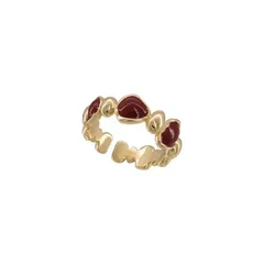 Heart Shape Couple Rings For Love Featuring Alloy Material With 10K Real Gold Plated Coating 0.03µm And Rhinestones Inlay 5