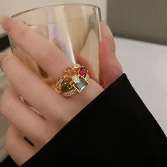 Heart Shape Couple Rings For Love Featuring Alloy Material With KC Golden Plated Coating Thickness 0.03µm And Zircon Inlay 3