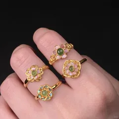 Heart Shape Enamel Open Ring For Women In Gold Electroplated Copper