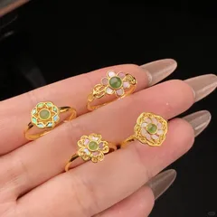 Heart Shape Enamel Open Ring For Women In Gold Electroplated Copper 4