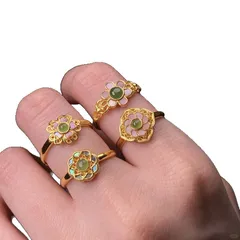 Heart Shape Enamel Open Ring For Women In Gold Electroplated Copper 5