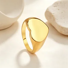 Heart Shape Ring For Women In Gold Metal Featuring Electroplated Finish 2