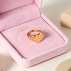 Heart Shape Ring For Women In Gold Metal Featuring Electroplated Finish 3
