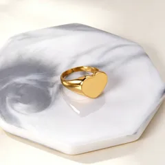 Heart Shape Ring For Women In Gold Metal Featuring Electroplated Finish 4
