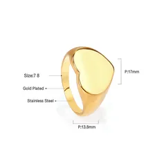 Heart Shape Ring For Women In Gold Metal Featuring Electroplated Finish 5