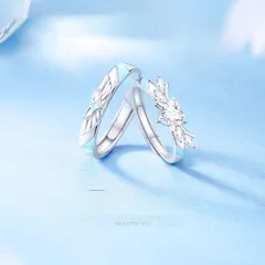 Heart Shape Open Rings For Couples, 1 Pair Copper Rings Featuring Luminous Craft And Zircon Inlay