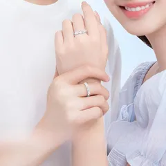 Heart Shape Open Rings For Couples, 1 Pair Copper Rings Featuring Luminous Craft And Zircon Inlay 2