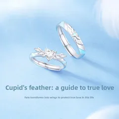 Heart Shape Open Rings For Couples, 1 Pair Copper Rings Featuring Luminous Craft And Zircon Inlay 4