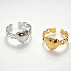 Heart Shape Open Ring For Women In Gold Electroplated Metal With Simple Style