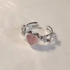 Heart Shape Open Ring For Women, Golden Plated Alloy With 0.03µm Thickness Featuring Epoxy Craft