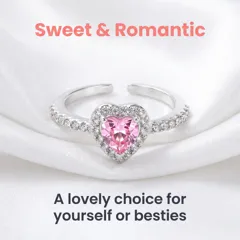 Heart Shape Open Ring For Women In Waterproof Non Tarnish Zinc Alloy With Zircon Inlay And 0.03µm Water Plating Gold Finish 4