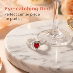 Heart Shape Open Ring For Women In Waterproof Non Tarnish Zinc Alloy With Zircon Inlay And 0.03µm Water Plating Gold Finish 5