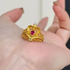 Heart Shape Open Ring For Women In Electroplated Copper With Zircon Inlay, Perfect For Spring 2