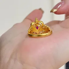 Heart Shape Open Ring For Women In Electroplated Copper With Zircon Inlay, Perfect For Spring 4