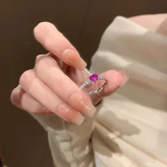 Heart Shape Open Ring For Women In Electroplated Copper With Zircon Inlay, Perfect For Summer 4