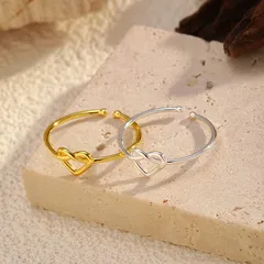 Heart Shape Open Ring For Women, Waterproof Non Tarnish Copper Alloy With Electroplated Gold Plating, Ideal For Winter