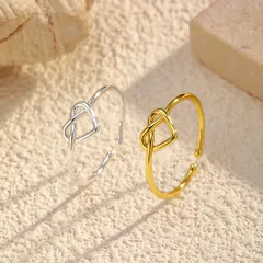 Heart Shape Open Ring For Women, Waterproof Non Tarnish Copper Alloy With Electroplated Gold Plating, Ideal For Winter 3