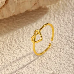 Heart Shape Open Ring For Women, Waterproof Non Tarnish Copper Alloy With Electroplated Gold Plating, Ideal For Winter 4