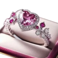 Heart Shape Pastoral Alloy Ring For Women With White K Plated Electroplated Finish And Rhinestone Inlay 4