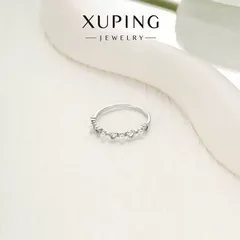 XUPING Heart Shape Ring For Women Featuring Platinum Plated 0.01µm Thickness And Imitation Pearl Inlay, 1 Piece 3