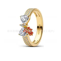 Heart Shape Ring For Women In Copper Alloy With Silver Plated Electroplated Finish And Rhinestone Inlay 2