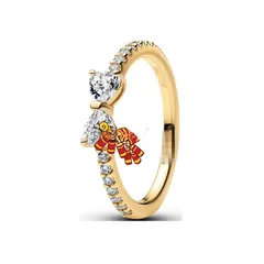 Heart Shape Ring For Women In Copper Alloy With Silver Plated Electroplated Finish And Rhinestone Inlay 4