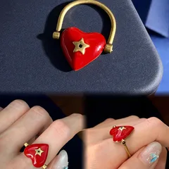 Heart Shape Ring For Women In Brass With Copper Plated Finish, 0.03µm-0.05µm Thickness Featuring Waterproof Non Tarnish Craft