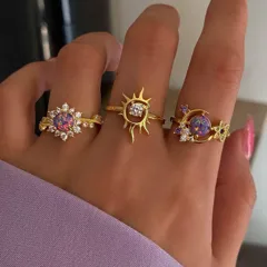 Heart Shape Ring For Women Made Of Zinc Alloy With KC Golden Plated Finish Featuring Asymmetrical Craft And Rhinestone Inlay 3