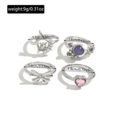 Heart Shape Ring For Women Made Of Zinc Alloy With KC Golden Plated Finish Featuring Asymmetrical Craft And Rhinestone Inlay 5