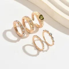 Heart Shape Ring For Women Made Of Zinc Alloy With KC Golden Plated Finish Featuring Asymmetrical Design And Rhinestones Inlay 3