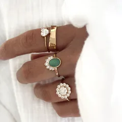 Heart Shape Ring For Women In Zinc Alloy With KC Golden Plated Finish Featuring Asymmetrical Design And Rhinestone Inlay