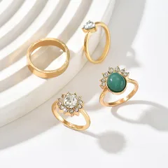 Heart Shape Ring For Women In Zinc Alloy With KC Golden Plated Finish Featuring Asymmetrical Design And Rhinestone Inlay 2