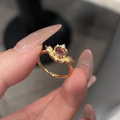 Sweet Heart Shape Ring For Women In Natural Pink Copper With Zircon Inlay And Electroplated Finish 3