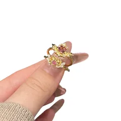 Sweet Heart Shape Ring For Women In Natural Pink Copper With Zircon Inlay And Electroplated Finish 5