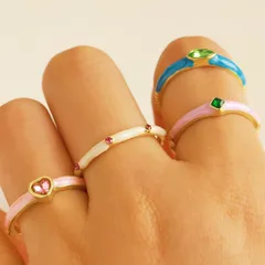 Heart Shape Rings For Women 4 Pieces Set In Alloy With Zircon Inlay And Enamel Craft, Available In Colour 2