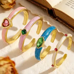 Heart Shape Rings For Women 4 Pieces Set In Alloy With Zircon Inlay And Enamel Craft, Available In Colour 4