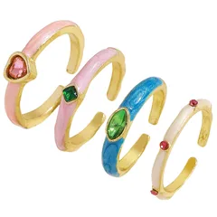 Heart Shape Rings For Women 4 Pieces Set In Alloy With Zircon Inlay And Enamel Craft, Available In Colour 5